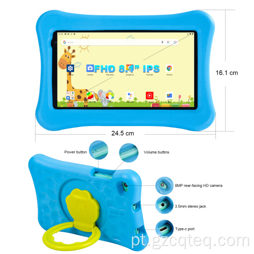 Tablet Kids de 8 polegadas com Android 11 Azul